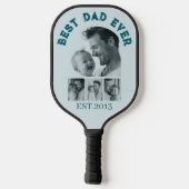 Beste papa ooit aangepaste multi-fotocollage pickleball paddle (Achterkant)