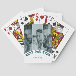 Beste papa ooit Aangepaste multi-fotocollage Pokerkaarten