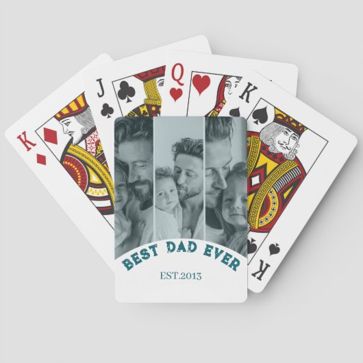 Beste papa ooit Aangepaste multi-fotocollage Pokerkaarten (Achterkant)