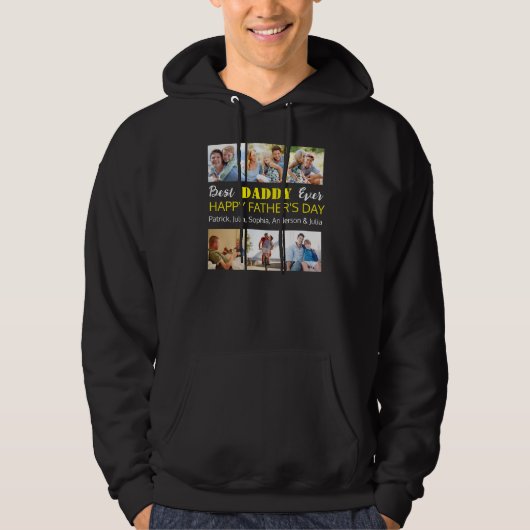 Beste papa ooit: Aangepaste Vaderdag fotocollage Hoodie (Voorkant)