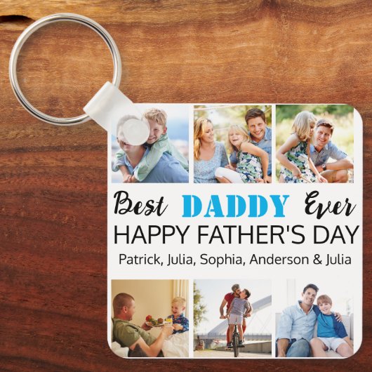 Beste papa ooit: Aangepaste Vaderdag fotocollage Sleutelhanger (Voorkant)