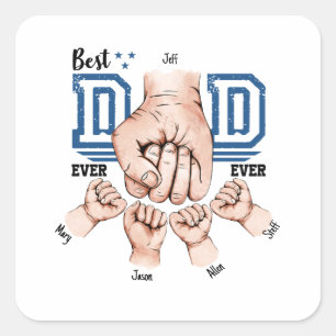 Beste papa ooit aangepaste vuistslag - Vier Kinder Vierkante Sticker