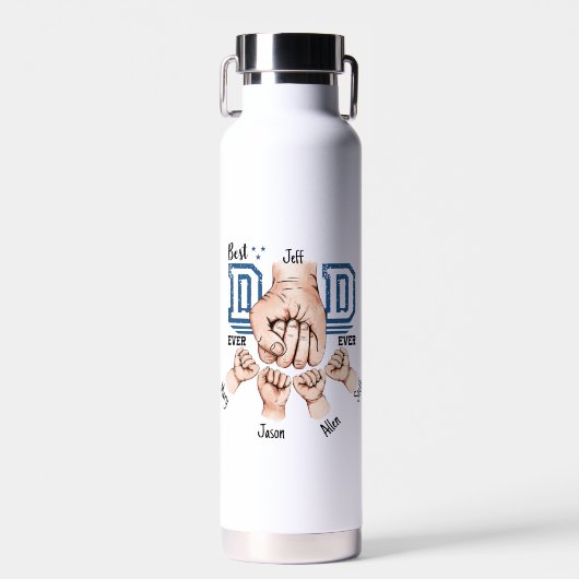 Beste papa ooit aangepaste vuistslag - Vier Kinder Waterfles (Voorkant)