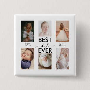 Beste papa ooit Aanpasbaar jaar en afbeeldingen Vierkante Button 5,1 Cm