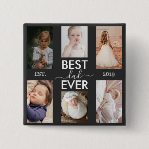 Beste papa ooit Aanpasbaar jaar en afbeeldingen Vierkante Button 5,1 Cm