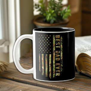Beste papa ooit Amerikaanse patriottische camoufla Tweekleurige Koffiemok