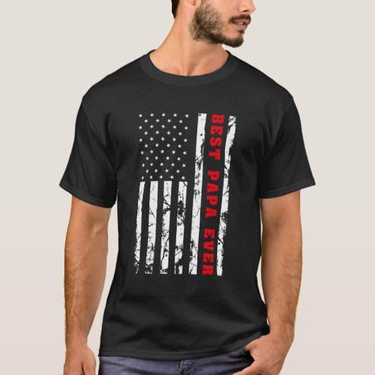 Beste papa ooit Amerikaanse  vlag patriottische ou T-shirt (Voorkant)