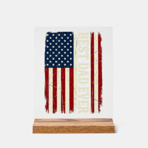 Beste Papa Ooit Amerikaanse Vlag Vintage Vector T- Acryl Bord