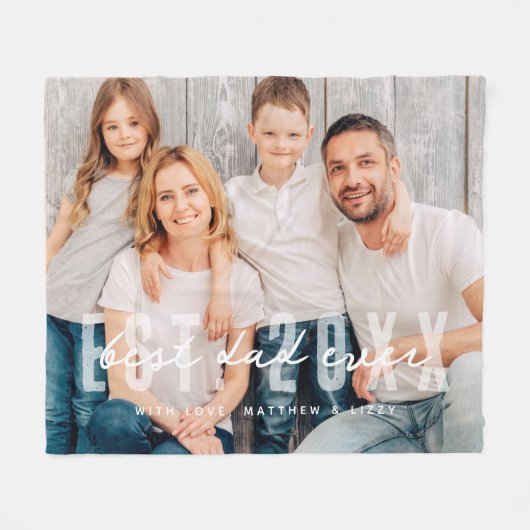 Beste papa ooit atletische moderne foto Vaderdag Fleece Deken (Voorkant (Horizontaal))