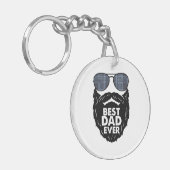 Beste papa ooit; baard; bebaarde papa; zonnebril;  sleutelhanger (Voorkant Links)