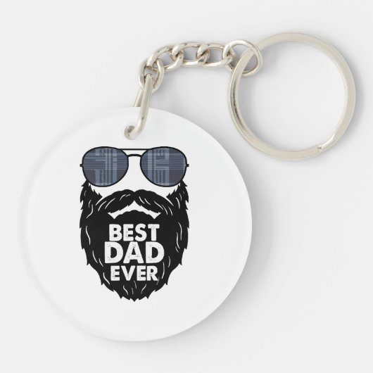 Beste papa ooit; baard; bebaarde papa; zonnebril;  sleutelhanger (Achterkant)