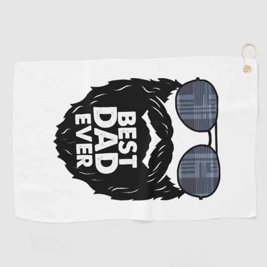 Beste papa ooit baard bebaarde papa zonnebril zwar golfhanddoek (Horizontaal)