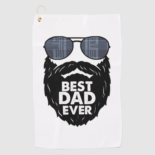 Beste papa ooit baard bebaarde papa zonnebril zwar golfhanddoek (Voorkant)
