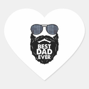 Beste papa ooit baard bebaarde papa zonnebril zwar hart sticker