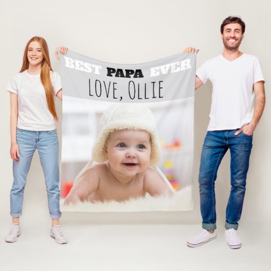 Beste Papa ooit Baby Foto Vaderdag Fleece Deken (In situ)