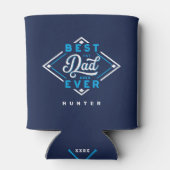 Beste Papa Ooit Baseball Diamant Naam & Monogram Blikjeskoeler (Achterkant)