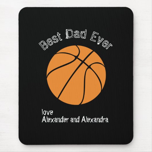 Beste papa ooit Basketbal Afgeplatte tekst Muismat (Voorkant)