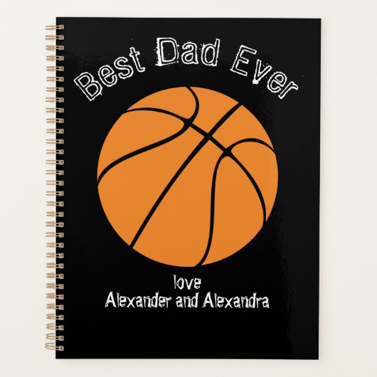 Beste papa ooit basketbal tekst in distressed loo planner (Voorkant)
