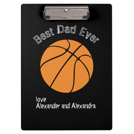 Beste papa ooit basketbal versleten tekst klembord (Voorkant)