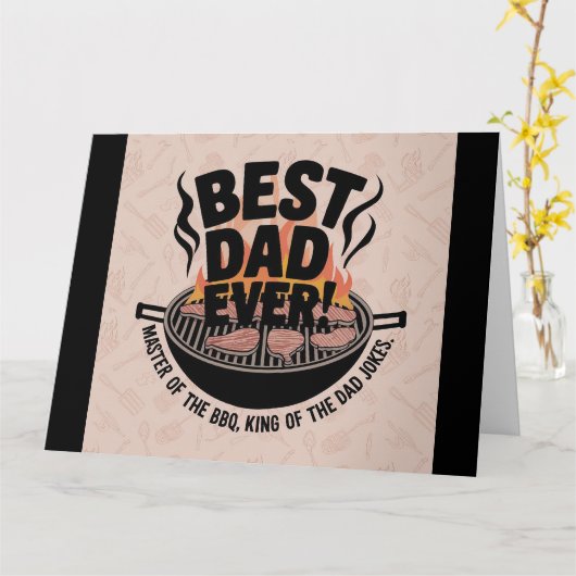 Beste Papa Ooit BBQ-ontwerp – Koning van de Grill  Kaart (Gele Bloem)