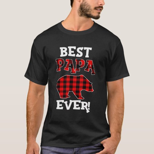 Beste papa ooit Beer Buffalo Plaid vader opa cadea T-shirt (Voorkant)