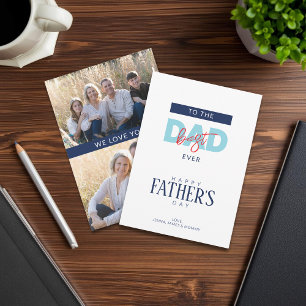 Beste Papa Ooit Blauw Gelukkige Vaderdag Foto Kaart