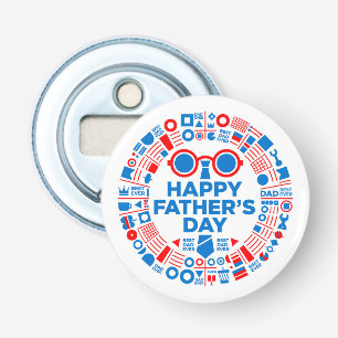 Beste Papa Ooit Blauw Rood Grafisch Cadeau voor Pa Button Flesopener