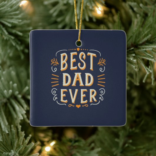 Beste papa ooit blauw Sinaasappel wit typografie Keramisch Ornament (Boom)