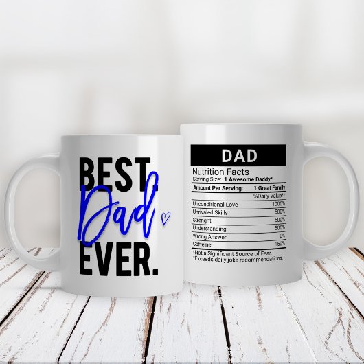 Beste papa ooit blauw + voedingsfeiten, grote koffiekop