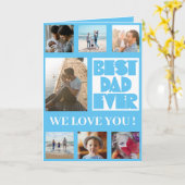 Beste papa ooit blauw & wit fotocollage kaart (Gele Bloem)