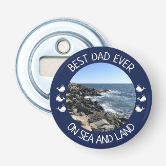 Beste papa ooit Blauwe Oceaan Foto Button Flesopener