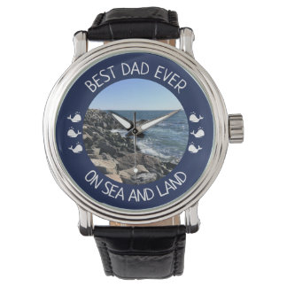 Beste papa ooit Blauwe Oceaan Foto Horloge