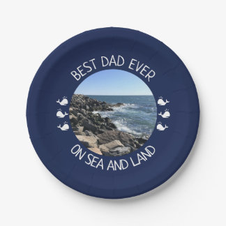 Beste papa ooit Blauwe Oceaan Foto Papieren Bordje