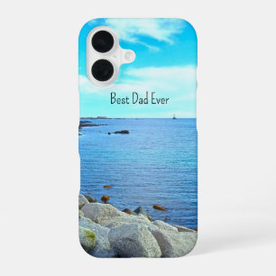Beste papa ooit Blauwe oceaanfoto azuurblauwe luch iPhone 16 Hoesje