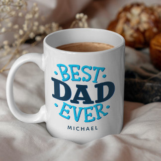 Beste papa ooit Blauwe retro-typografie Persoonlij Koffiemok