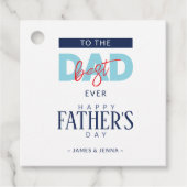 Beste Papa Ooit Blauwe Vaderdag Bedankjes Labels (Voorkant)
