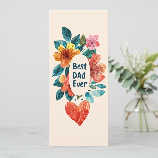 Beste papa ooit bloem feestdagenkaart (Staand voorkant)