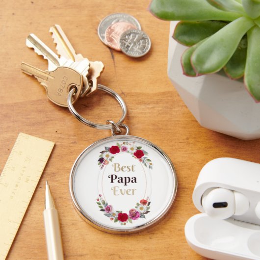 Beste Papa Ooit Bloemensleutelhanger - Vaderdag Ca Sleutelhanger (Bureau)