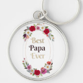 Beste Papa Ooit Bloemensleutelhanger - Vaderdag Ca Sleutelhanger (Voorkant)