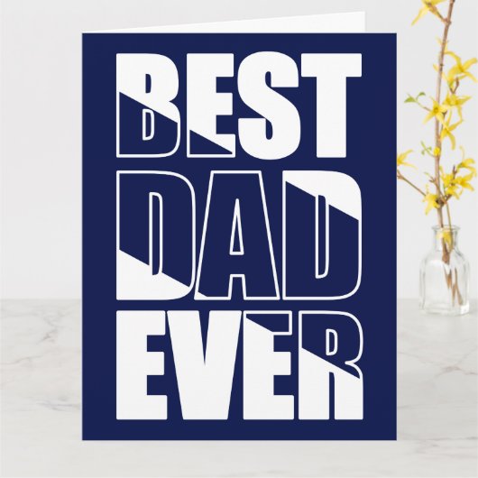 Beste papa ooit Blue Father's Day Kaart (Gele Bloem)