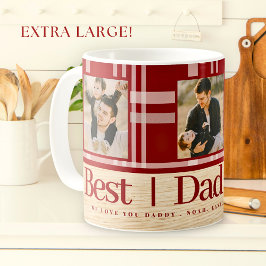 Beste papa ooit Buffalo Plaid Wood Foto Vaderdag Grote Koffiekop