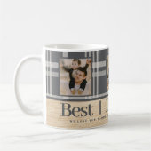 Beste papa ooit Buffalo Plaid Wood Foto Vaderdag Koffiemok (Links)