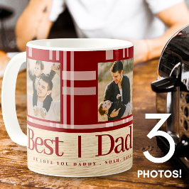 Beste papa ooit Buffalo Plaid Wood Foto Vaderdag Koffiemok