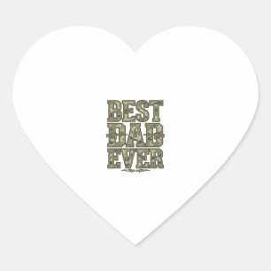 Beste Papa Ooit Camo Vintage Gravure Ontwerp_1 Hart Sticker