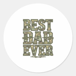 Beste Papa Ooit Camo Vintage Gravure Ontwerp_1 Ronde Sticker