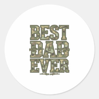 Beste Papa Ooit Camo Vintage Gravure Ontwerp_1 Ronde Sticker