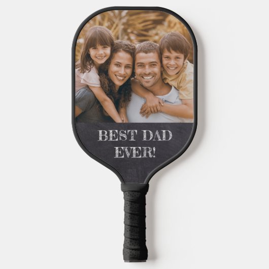 Beste papa ooit! Chalkboard aangepaste foto Pickleball Paddle (Voorkant)