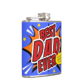 Beste papa ooit Comic Superheld Vaderdag Heupfles (Rechts)