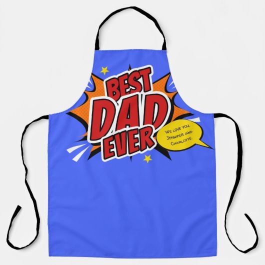 Beste papa ooit Comic Superheld Vaderdag Schort (Voorkant)