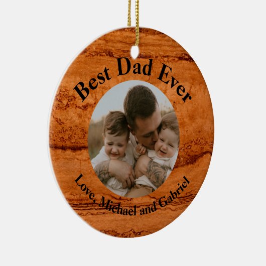 Beste papa ooit, Copper Canyon Graniet, amber goud Keramisch Ornament (Rechts)